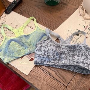 Under Armour Gray Floral and Yellow Striped Sports Bras(selling as set)
